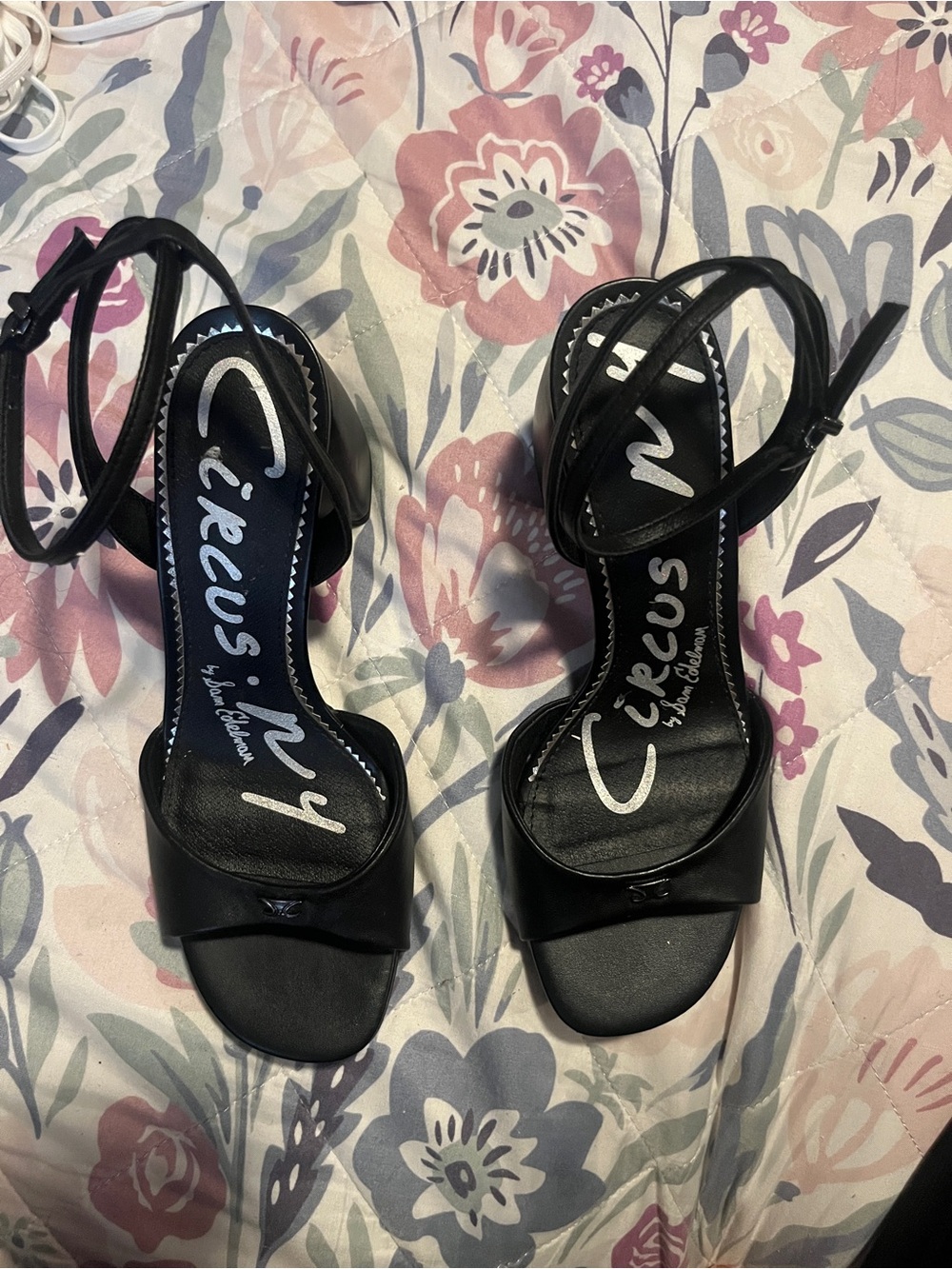 Circus by Sam Edelman Black Open-Toe Ankle-Strap Heels